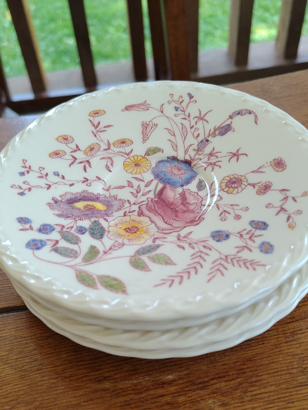 Hand Painted Vintage Vernon Kilns Chintz Coffee Saucers Set of 4 Porcelain